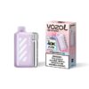 Vozol Vista 40000 strawberry ice disposable vape with lavender body and pink packaging showing 40K puffs and warning label on the box.