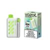 Vozol Vista 40000 watermelon ice disposable vape device with white body and lime green accents beside its box showing the product name.