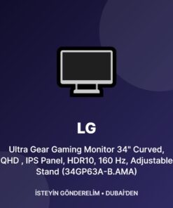 LG Ultra Gear Gaming Monitor 34" Curved, QHD , IPS Panel, HDR10, 160 Hz, Adjustable Stand (34GP63A-B.AMA)