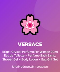 Versace Bright Crystal Perfume For Women 90ml Eau de Toilette + Perfume Bath & Shower Gel + Body Lotion + Bag Gift Set